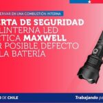 SERNAC alerta por riesgo de combustión en linterna LED táctica Maxwell