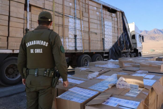 Carabineros incauta más de 665 mil cajetillas de cigarrillos de contrabando en la Ruta A-65