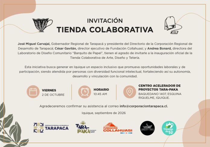 Invitan a inauguración de tienda colaborativa de arte, diseño y tetería en Iquique