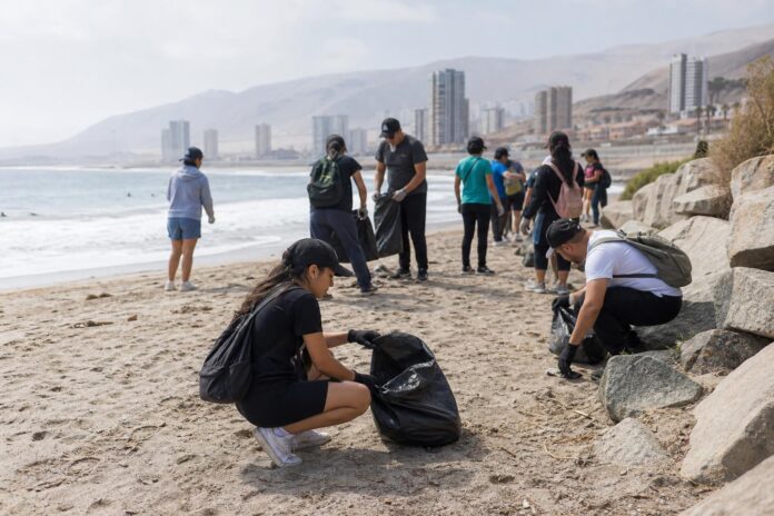 COSOC de SENDA Tarapacá realizó jornada de limpieza en Playa Bellavista