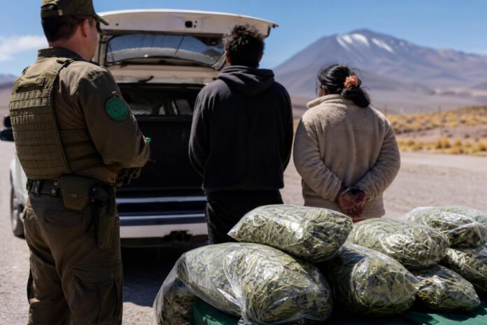 Madre y su hijo de 17 años fueron detenidos con 17,7 kilos de hojas de coca en Colchane