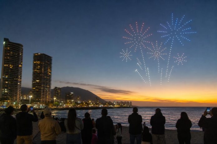 Municipalidad de Iquique abre licitación por $650 millones para show de drones de Año Nuevo 2027